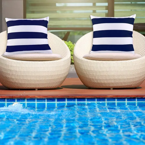 Vista 6 de Aneco Paquete de 4 fundas de almohada impermeables para almohadón, fundas cuadradas para el hogar, sofá, decoración de muebles, color azul marino