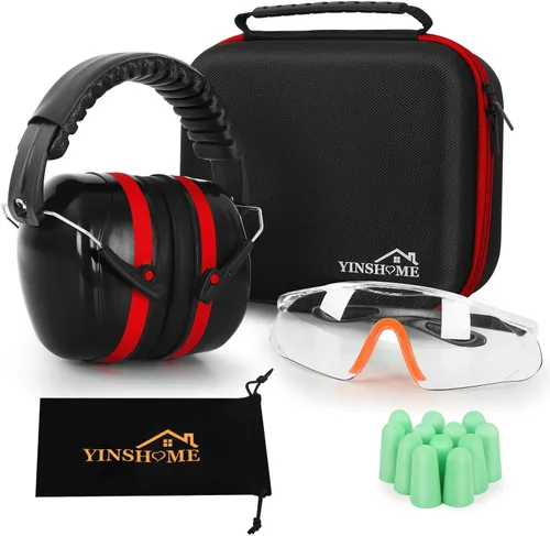 Vista 7 de Orejeras de protección auditiva para disparos, gafas de seguridad para armas, tapones para los oídos, funda protectora
