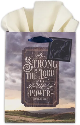Vista 38 de Christian Art Gifts Bolsa de Regalo Retrato con Etiqueta y Juego de Papel de Seda para Mujeres: Quédate Quieta y Conoce - Salmo 46:10 Versículo