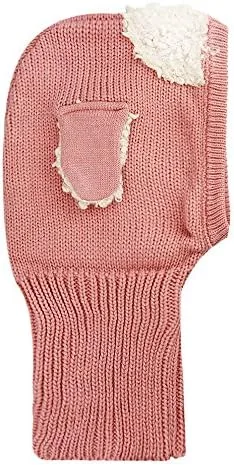 Vista 2 de Conjunto de bufanda y gorro de invierno cálido para bebés, niños y niñas, con orejas de cachorro, gorro de punto, con solapa, bufandas, gorro
