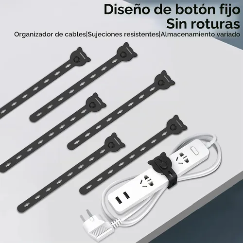 Vista 7 de 12 bridas reutilizables para cables, correas elásticas de Negro