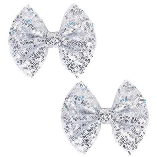 Vista 7 de Love Fairy - Horquilla con lazo con brillantina, una pinza para el cabello con lazo de lentejuelas brillantes, 5 pulgadas, perfecta para niñas, Negro