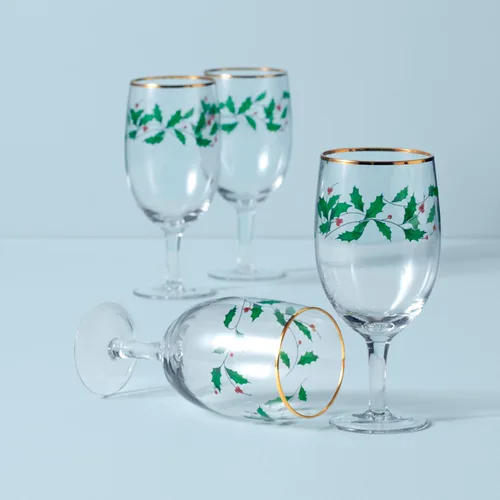 Vista 3 de Lenox 849606 Holiday - Juego de vasos de 4 piezas para bebidas heladas, vajilla navideña, alojamiento