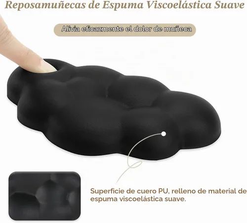 Vista 7 de Cloud - Cojín ergonómico para reposamuñecas de piel sintética suave con espuma viscoelástica para aliviar el dolor de muñeca, almohadilla con base