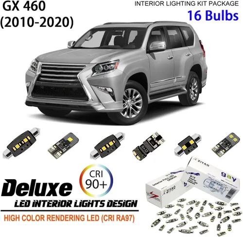 Vista 9 de PL2133A - Kit de luces LED para interiores para Lexus GX460 2010-2020, paquete de repuesto de bombillas de cúpula de 6000 K, luces LED blancas
