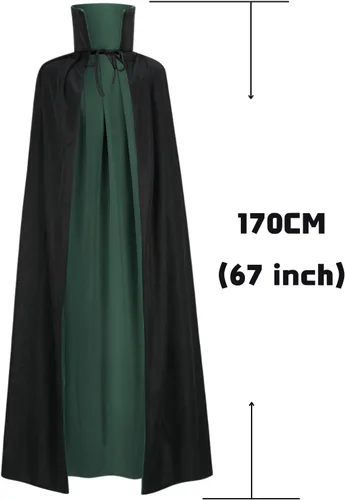Vista 25 de LMYOVE Capa reversible para Halloween, disfraz de vampiro para mascarada, drácula, mago, diablo, cosplay, adulto