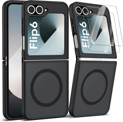 Vista 8 de ORETECH Magnético para Samsung Galaxy Z Flip 6 con 2 protectores de Negro