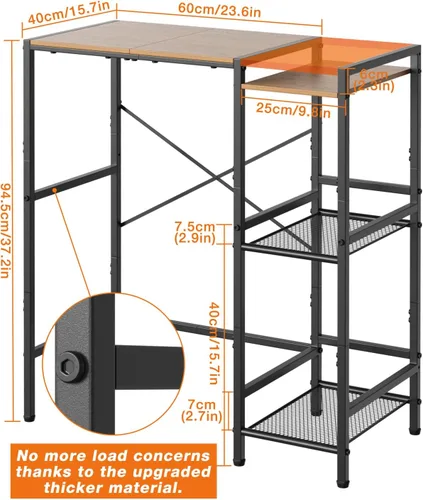 Vista 2 de Mini soporte para refrigerador con estantes de almacenamiento, soporte de metal resistente para refrigerador de 3 niveles, estante para microondas