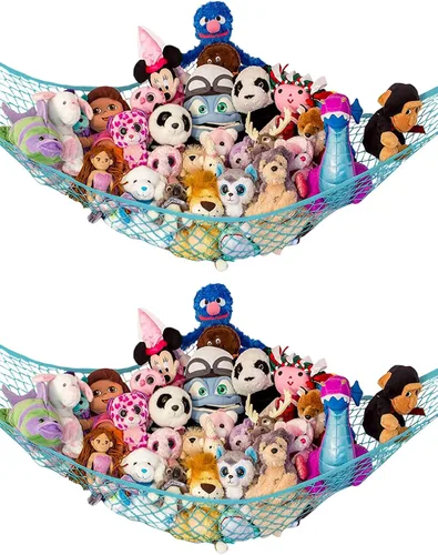 Vista 14 de Hamaca para animales de peluche, grande, almacenamiento de animales de peluche en esquina y red de peluche, hamaca de juguete para animales