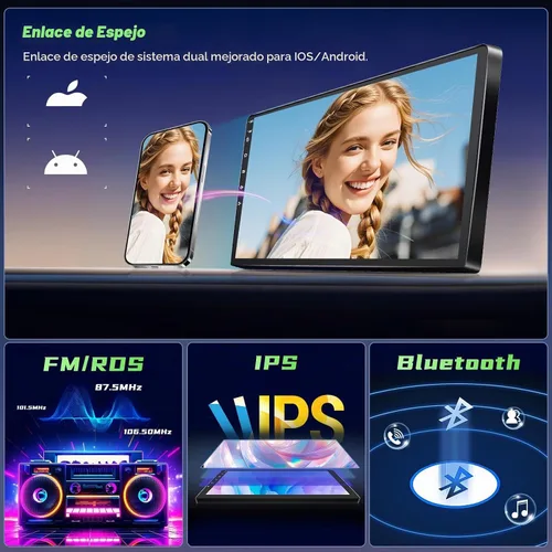 Vista 5 de 64G 9'' Android 15 Car Stereo para Ford Expedition(Manual A/C) 2007-2014 IPS Pantalla táctil inalámbrica CarPlay Android Auto GPS Mirror Link 5G