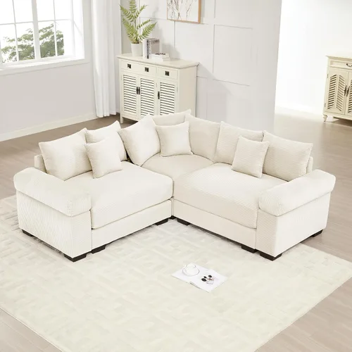 Vista 39 de ODUSE-DAILY Sofá modular de gran tamaño de 117.3 pulgadas, sofás modulares grandes de pana para sala de estar, sofás de 3 plazas, moderno juego