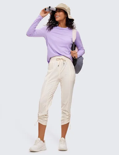 Vista 3 de CRZ YOGA Pantalones casuales 78 para mujer, de 25 pulgadas, ligeros, para entrenamiento, al aire libre, atletismo, pista, viajes, descanso