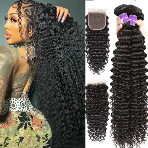 Vista 14 de Paquetes de Cabello Humano de Ondas Profundas （12 14 16 ）12A 100% Sin Procesar Cabello Humano Virgen Brasileño Profundo Rizado Tejido de Cabello