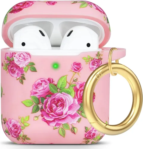 Vista 75 de Compatible con funda AirPods Pro 2019, Gawnock Funda de silicona suave y flexible para funda AirPods Pro para mujeres y niñas con llavero (Caqui)