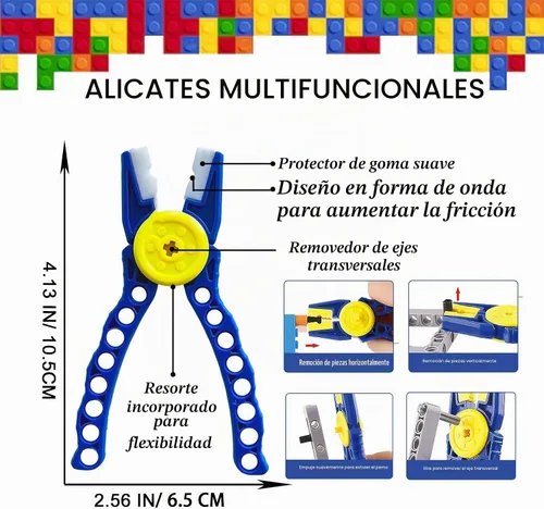 Vista 4 de Kit de herramientas de bloques de construcción, separador de ladrillos, juego de herramientas de mini bloques, martillo multifuncional, alicates Azul