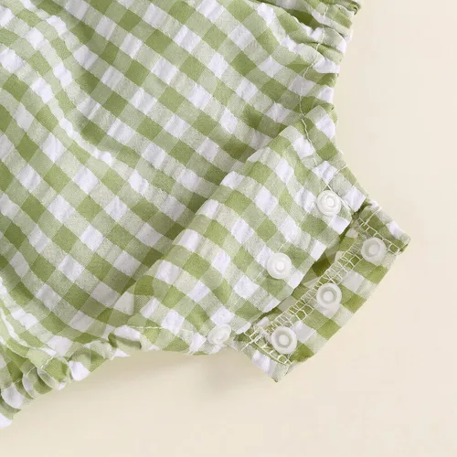 Vista 7 de 2 piezas de ropa para bebé recién nacido, overol a rayas, traje de diadema para niñas de 0 a 24 meses