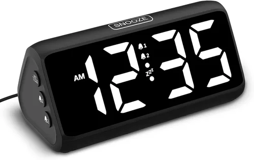 Vista 9 de Reloj despertador Netzu extra fuerte para personas que duermen pesadas, relojes despertador RGB para dormitorios para adultos mayores y niños, reloj