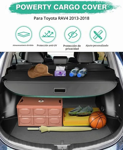 Vista 2 de Powerty - Cubierta de carga para Toyota RAV4 2013-2018, accesorios de cuero