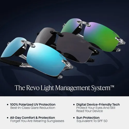 Vista 9 de Revo Gafas de sol Crawler: lente polarizada con marco de envoltura rectangular de rendimiento