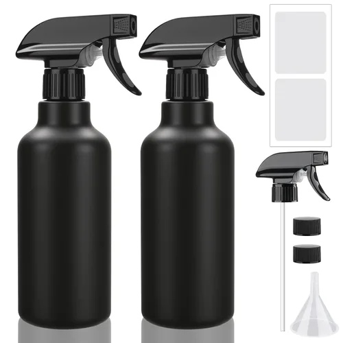 Vista 9 de Botellas de spray de plástico Hethyo Botellas de spray vacías 16.9oz/500ml Paquete de 2 botellas de pulverización resistentes Botella de agua