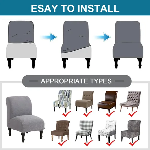Vista 2 de JIAN YA NA Funda para silla decorativa sin brazos, funda elástica para silla sin brazos, fundas de elastano para sillas sin brazos, funda para silla