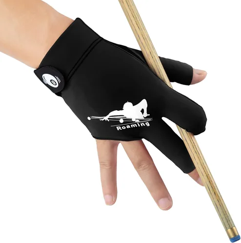 Vista 11 de Billiard Pool Glove for Left Hand, 3-Finger Cue Glove for Men Smooth Stroke Mano izquierda negra.