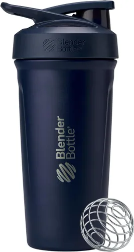 Vista 12 de BlenderBottle Strada Shaker Cup - Botella de agua aislada de acero inoxidable con batidor de alambre, 24 onzas, color negro