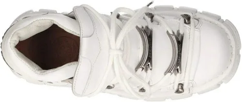 Vista 8 de New Rock 106N Tower - Botas de tobillo para mujer, 100% piel, estilo gótico, con plataforma punk, a la moda