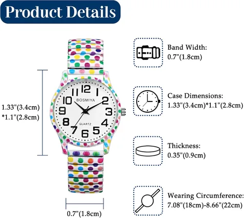 Vista 3 de Lancardo Reloj de banda elástica para mujer Bohemia elástica analógica cuarzo gran número blanco reloj de pulsera fácil de leer cumpleaños Navidad