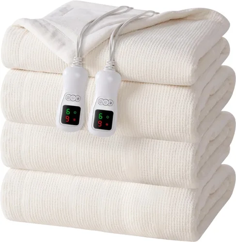 Vista 16 de Manta térmica eléctrica, calentador de manta lavable para el hogar para adultos, calentamiento rápido, franela suave súper acogedora de 50 x 60