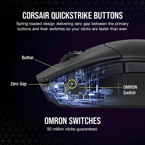 Vista 5 de CORSAIR SABRE RGB PRO Wireless Champion Series, mouse inalámbrico para juegos FPSMOBA, negro