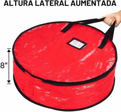 Vista 3 de BALEINE Contenedor de almacenamiento de corona, paquete de 2 bolsas de almacenamiento de corona de Navidad con material de polietileno resistente a
