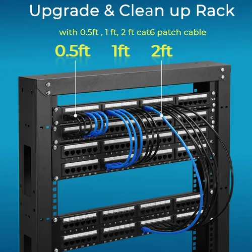 Vista 5 de Rapink Patch Cables Cat6 - Cable de conexión Ethernet Cat6 de 0.5 pies (paquete de 24), 10G, cable de conexión Cat 6 para panel de conexiones a