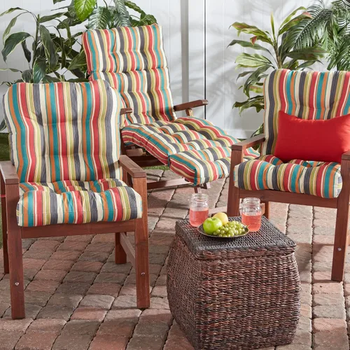Vista 6 de Greendale Home Fashions Juego de 2 cojines de asiento y respaldo para exteriores, diseño Adobe Stripe 2