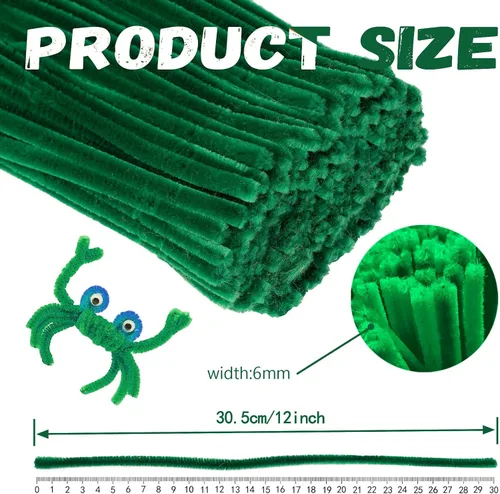 Vista 2 de Christmas Green Pipe Cleaners Craft Bulk,Arts Crafts,Chenille Stems Art Supplies for Projects Creative DIY Room Decor,Christmas Tree Navidad verde