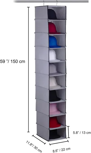 Vista 3 de GRANDAN Paquete de 2 percheros con ganchos de metal mejorados, 10 estantes colgantes para gorras de béisbol, soporte para sombreros fáciles (gris)