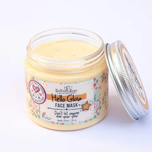 Vista 4 de Bella & Bear Hello Glow Mascarilla facial para refinar e iluminar, vegano, 6.7 onzas