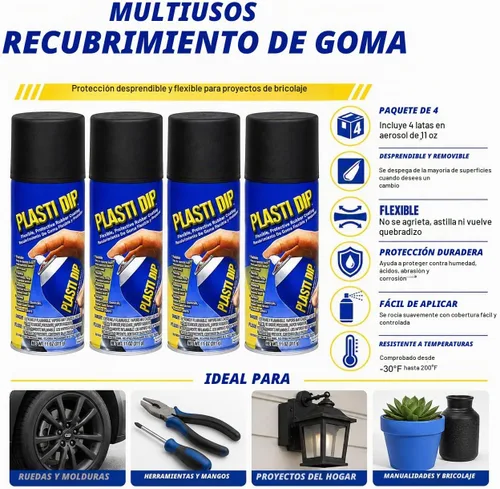 Vista 2 de PLASTI DIP - Aerosol de revestimiento de goma multiusos, color negro, 11 onzas