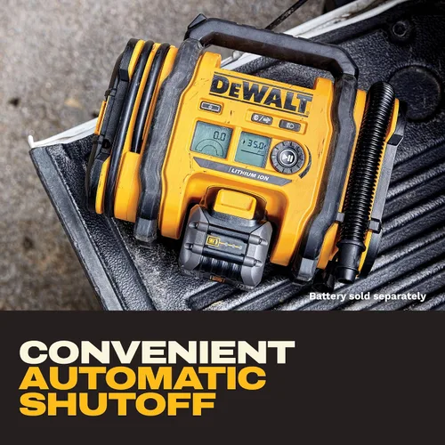 Vista 6 de DEWALT Inflador de neumáticos, compresor de aire portátil de 20V MAX, bomba de aire para automóvil con apagado automático, luz LED, solo herramienta
