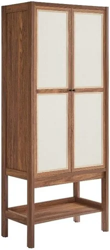 Vista 14 de Modway Capri Mid-Century - Cama de tamaño Queen moderna en nogal con cabecero y estribo