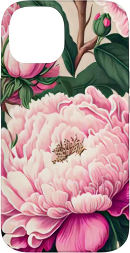 Vista 4 de Funda con diseño artístico de peonía rosa para iPhone 16