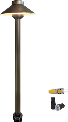 Vista 7 de COLOER - Iluminación de bajo voltaje para pasarela de latón para exteriores con acabado en bronce, paquete de 1 unidad con bombilla LED G4, 9-17V