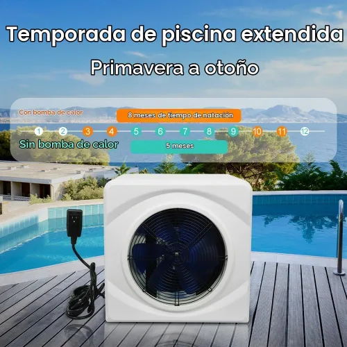 Vista 3 de Bomba de calor para piscina pequeña, enchufable, hasta 2600