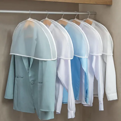 Vista 7 de Fundas de plástico para colgar la ropa (juego de 12) protectores de ropa de armario, funda transparente transpirable con refuerzo de 2 pulgadas