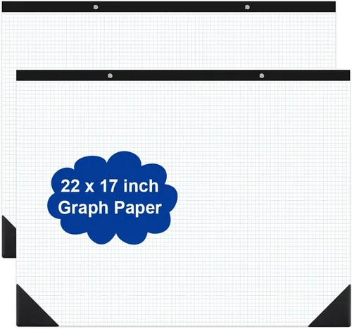 Vista 7 de Papel cuadriculado grande de ingeniería, papel cuadriculado de 22 x 17 pulgadas, 50 hojas/100 páginas, bloc de papel de cuadrícula azul de 4 x 4