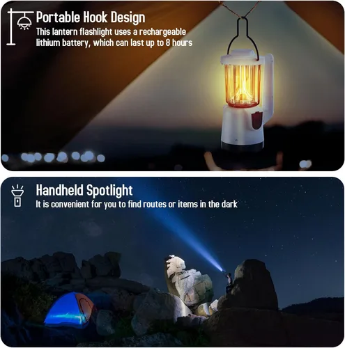 Vista 5 de Linterna Recargable 2-en-1 LED Linterna de Mano con Modos de Linterna y Reflector - Perfecta para Cortes de Energía, Camping, Senderismo