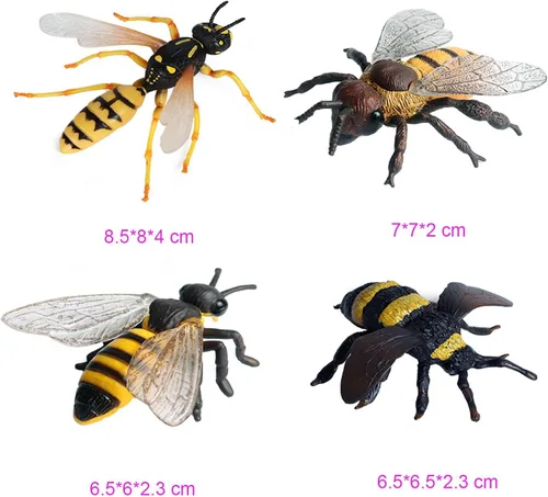 Vista 2 de 4 figuras de abeja, juguete de insectos de abeja de abeja, proyecto científico, decoración de pastel, juguetes educativos tempranos cumpleaños