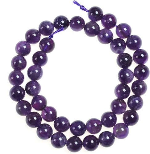 Vista 3 de Cuentas de amatista natural de 0.394 pulgadas (0.394 in) redondas y lisas de cuarzo morado para hacer joyas, regalos para familiares y amigos