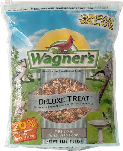 Vista 5 de Wagner's 82042 Songbird Banquet - Alimento para pájaros silvestres, bolsa de 5 libras y 62067 Deluxe Treat Blend Alimento para pájaros silvestres, 4