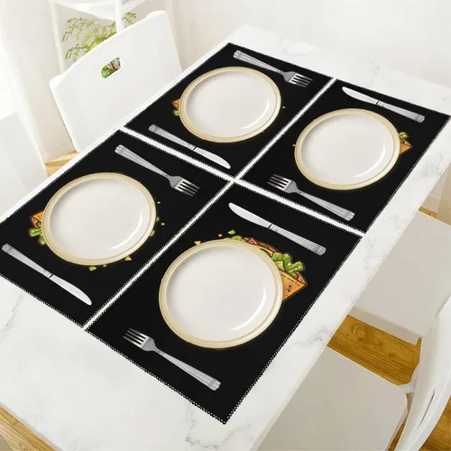 Vista 5 de Tacoes Placemats Set of 6 Resistant Table Mats Washable Place Mats for Dinner Party Table Decoration